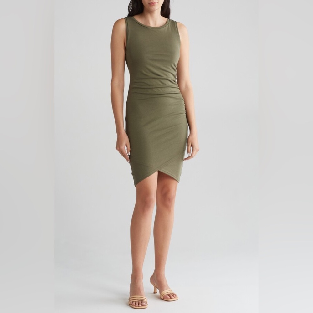 Melrose & Market Leith Ruched Bodycon Tank Dress Small Sage Green